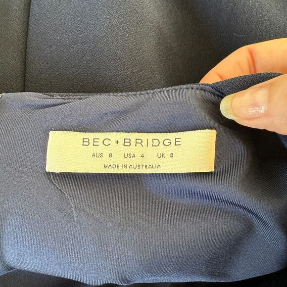 Bec + Bridge Sexy Navy Thin Strap Peek-A-Boo Midriff Cutout Zip Midi Dress 4 - Picture 12 of 13